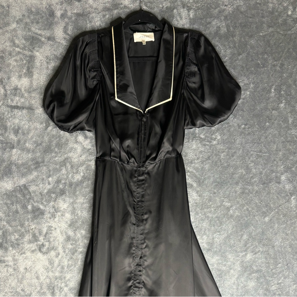 Black Satin Maxi Dress By “The Great.”